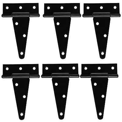 6 Pack 6in T Strap Heavy Duty Shed Hinges Black Barn Door Gates Iron Tee Hinge