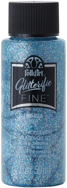 FolkArt Glitterific Fine Glitter Paint 2oz-Aqua