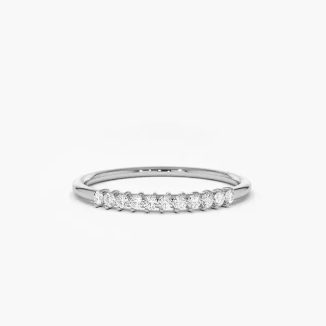 0.15 Ct Natural Round Cut Diamond Eternity Wedding Band Ring 14k White Gold