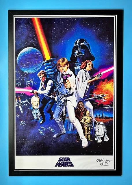 Kenny Baker R2D2 Signed Star Wars A New Hope FULL SIZE Movie Poster Display COA