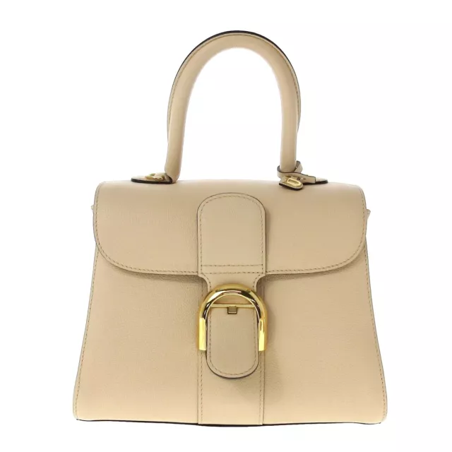 Auth DELVAUX Bryon PM AA0569AAU022CDO Dune (beige) Rodeo Grain Calf Leather -