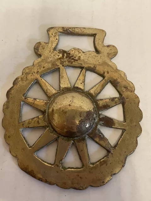 Vintage Horse Brass Sunburst Bridle Medallion Saddle Ornament