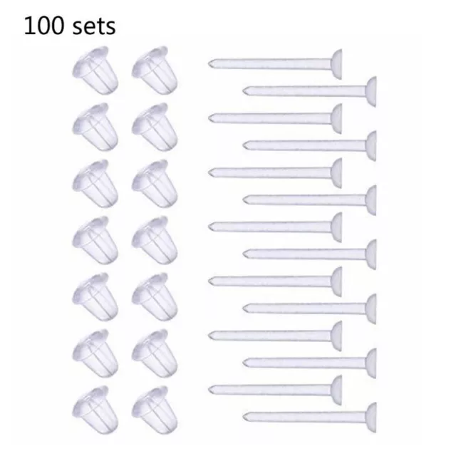for Creative 100 Set Clear Earrings Plastic Post Earrings Silicone Earring Backs