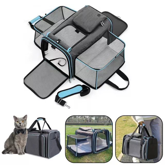 Expand Outdoor Travel Pet Dog Cat Carrier Bag Backpack Handbag Crate Tote uk