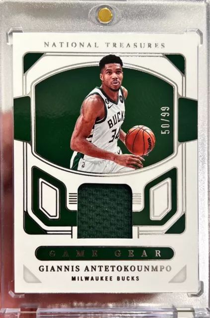 2022-23 National Treasures Giannis Antetokounmpo Game Gear Game Worn Jersey /99