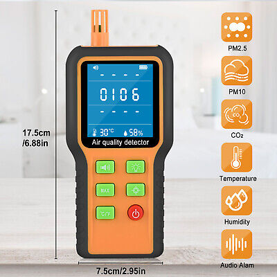 5IN1 LCD CO2 Monitor Air Quality Detector Carbon Dioxide HCHO Meter Temp Tester