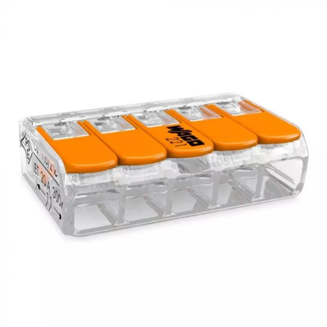 25 X Borne de Connexion Compact 5-Draht avec Levier Flexible 221-415