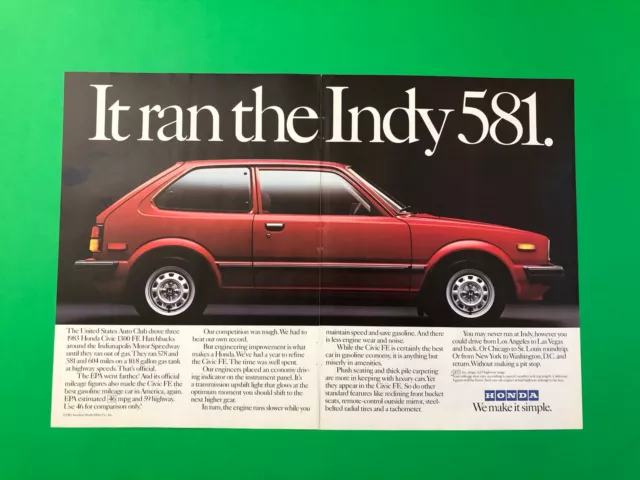 1983 Honda Civic Vintage Original Print Ad Advertisement Printed