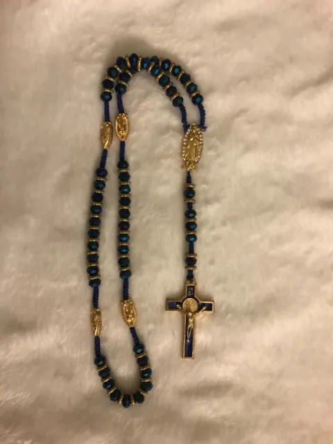 Blue Jewel Rosary- Brand New - Unused - Unopened- And Blessed -From Mexico City