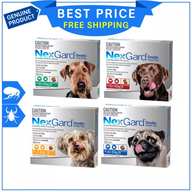 NexGard for Dogs Monthly Flea and Tick Treatment 6 Chews Nexguard All Sizes
