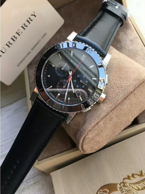 BURBERRY MENS WATCH Black Leather Strap Black Dial Bu9382 The City Genuine New 129.99 PicClick UK