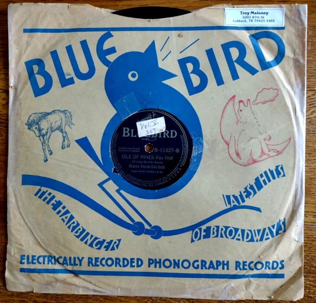 Vintage 78 RPM Record - CHARLIE BARNET - "Isle of Pines" and "Blues in the Night