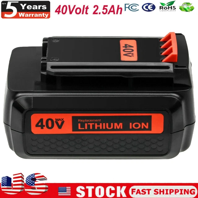 2500mAh 40V MAX BATTERY FOR BLACK AND DECKER 40 VOLT LBXR36 LBX2040 LBX36 LI-ION