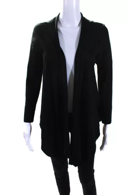 Urban Zen Womens Silk Draped Open Front Long Sleeve Cardigan Black Size S