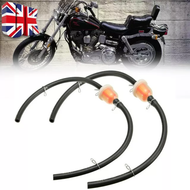 2x Petrol In-Line Universal Clear Fuel with Hose Motorbike Scooter Filter