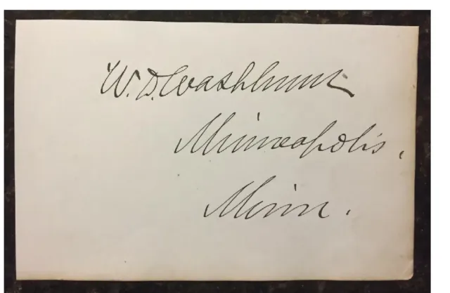 Signed William D Washburn MN Senator 1889 & Pillsbury Mills Baking Co. Founder
