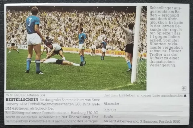 # 44 WM 1970 BRD - Italien 3:4 Schnellinger Albertosi Huberty Album Sammler Bild