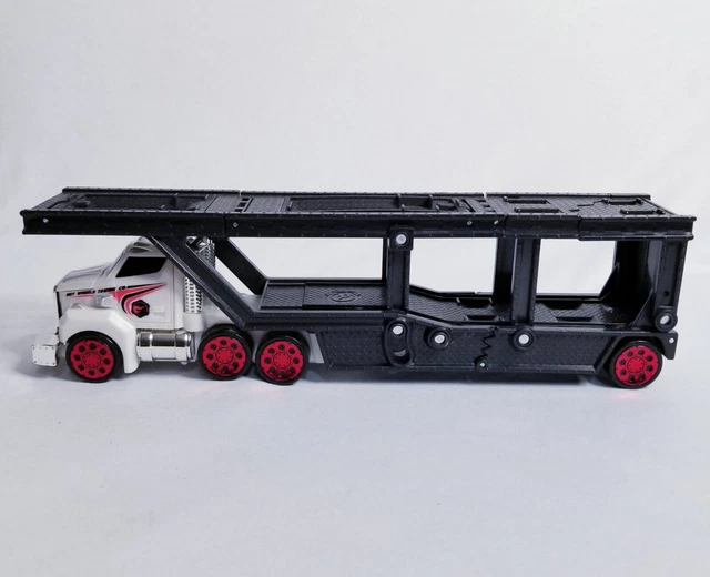 HOT WHEELS TOWING 2017 Semi Truck Mega 5 Car Hauler Carrier White Red