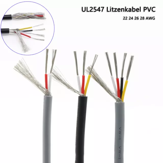 UL2547 Litzenkabel PVC 22 24 26 28 AWG Gesiebten Kupfer Mehradrig Audioleitung