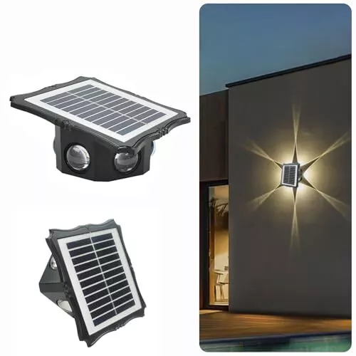 ZVO Lampe solaire pour extérieur, jardin, applique murale LED haut et bas,