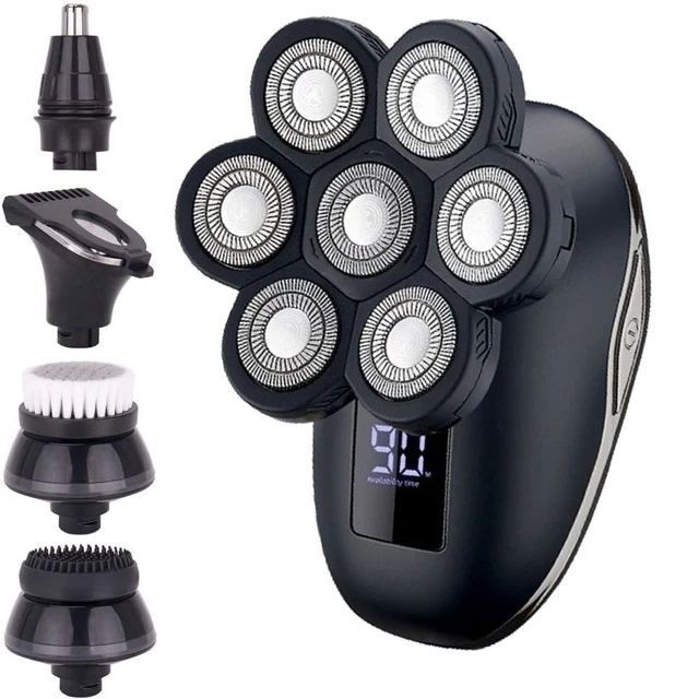 7 cabezales afeitadora LCD indicador digital cabeza afeitadora eléctrica afeitadora