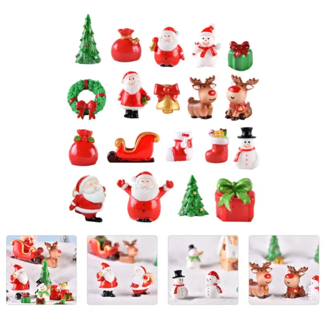 20 Pcs Weihnachtsmikrolandschaft Mini-Weihnachtsmann-Figur Schreibtisch Ältere