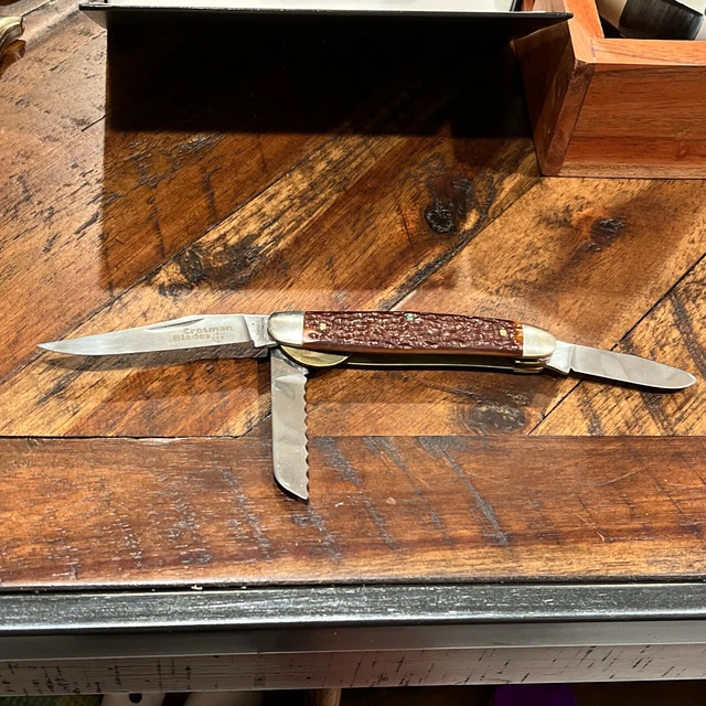 CROSMAN KNIFE BY Camillus Vintage Linerlocking Stockman Model 910A