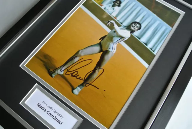 Nadia Comaneci SIGNED FRAMED Photo Autograph 16x12 display Olympic Gymnastics 2