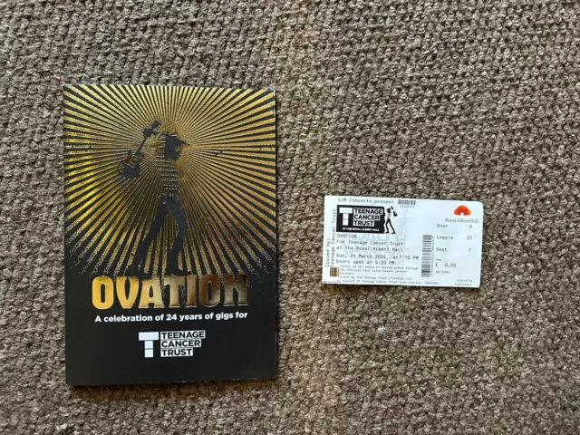 Ovation Teenage Cancer Programme Ticket Roger Daltrey Eddie Vedder Robert Plant