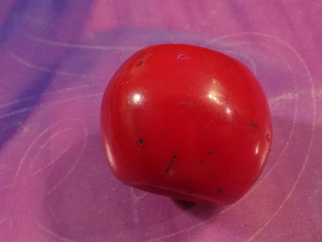 Antique Indo Tibetan Nepali  Red Coral Colored Glass Sherpa Bead 21.2-16.5 Mm