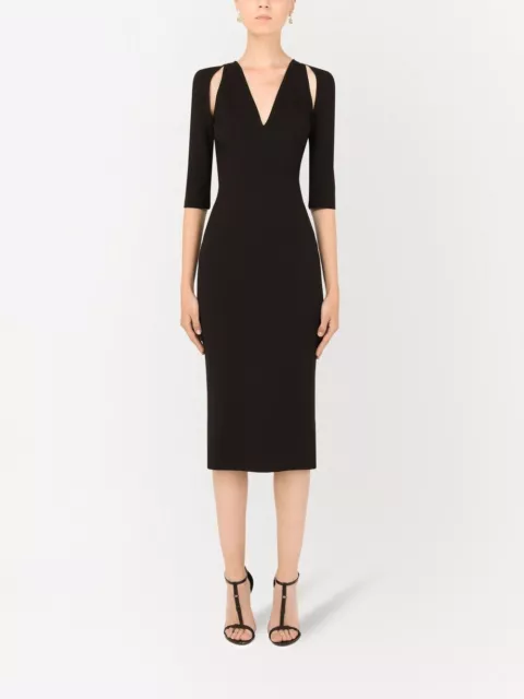 DOLCE&GABBANA New Cutout Jersey Midi Sheath Dress  $2445, sz 36 IT 0 US