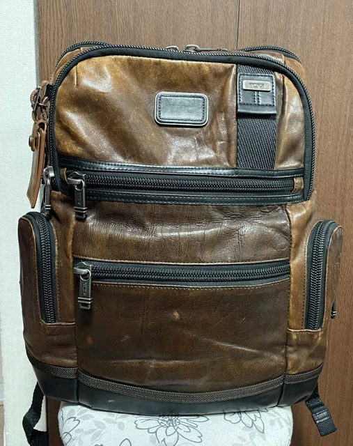 TUMI Alpha BRAVO 92681Db2 Leather Backpack Brown Used Very Good