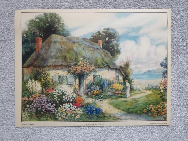 VINTAGE: COTTAGE BY THE SEA By T. Noelsmith, Pic Review 1925, 10"x14" Art Print