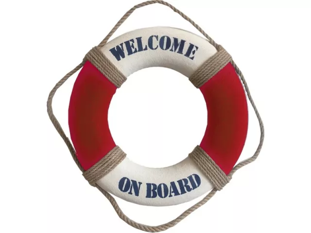 Rettungsring groß 50cm rot/weiß „welcome on Board“ Maritime Deko Nautik Meer