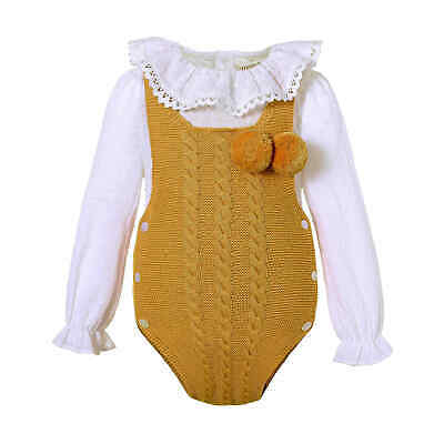 Baby Girl Tute Camicia Bianca Maglione Giallo Tutine Neonato Partito Abbigliamento Set