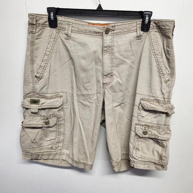 LEE DUNGAREES CARGO Shorts Mens 38 Khaki Casual Multi Pocket