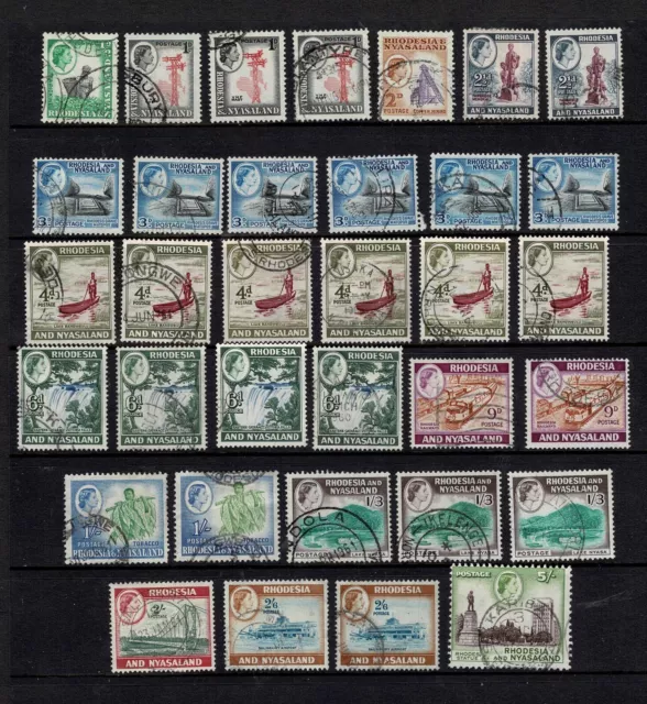 RHODESIA & NYASALAND 1959 QUEEN ELIZABETH DEFINITIVES SET TO 5s FINE USED