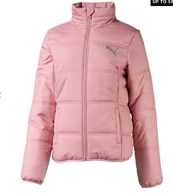 Puma Padded Full Zip Jacket Coat Juniors Girls Size UK 11-12 Years Pink *REF180