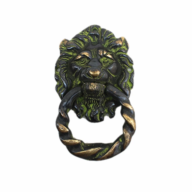 Main Crafted Vintage Style Laiton Antique Lion Heurtoir de Porte