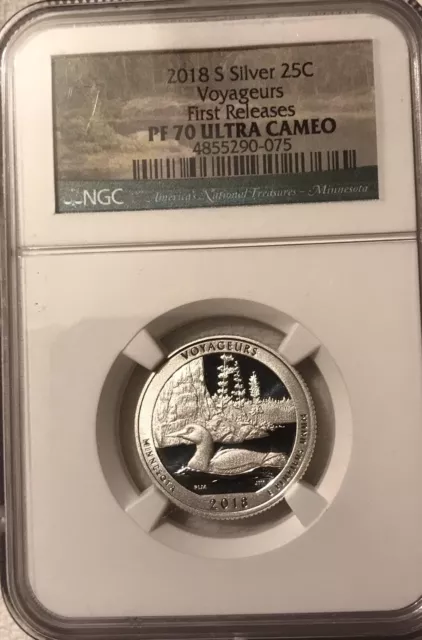 2018 S Ngc Pf70 Ultra Cameo 90% Proof Silver Quarter Voyageurs First Release