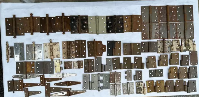 Lot of Assorted Assortment of  Vintage Salvaged Cabinet Door Hinges Parts #1205