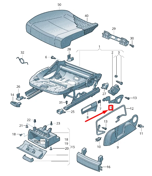 VW GOLF 5G Mk7 Front Left Seat Height Adjustment Handle 1K0881091B 17.