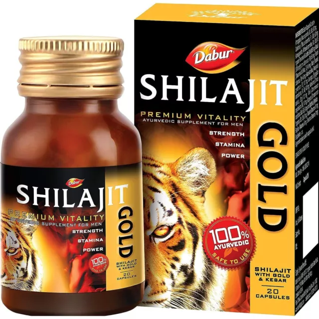 Shilajit Gold 20 Kapseln. 100 % Ayurveda für Kraft, Ausdauer und Stärke...