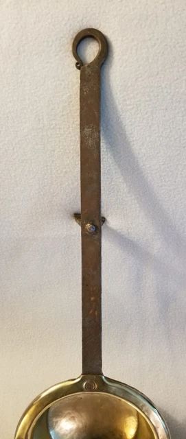 18th Century Hearthside Brass & Wrought Iron Sauce Pan Footed 19-1/2" L. Hanging 3