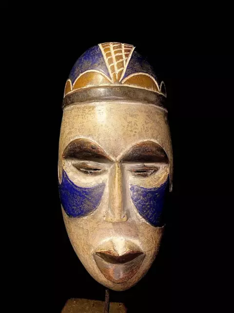 African mask antiques tribal Face vintage Wood Carved Chokwe Mwana Pwo MasK-5235