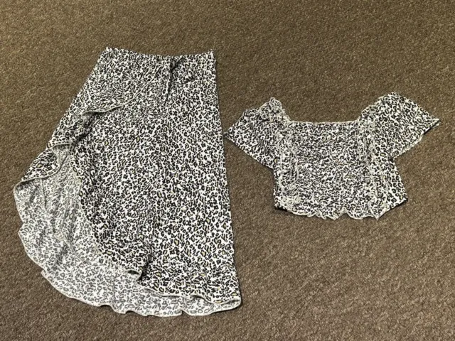 river island leopard print summer holiday skirt top Girls outfit age 9-10 years