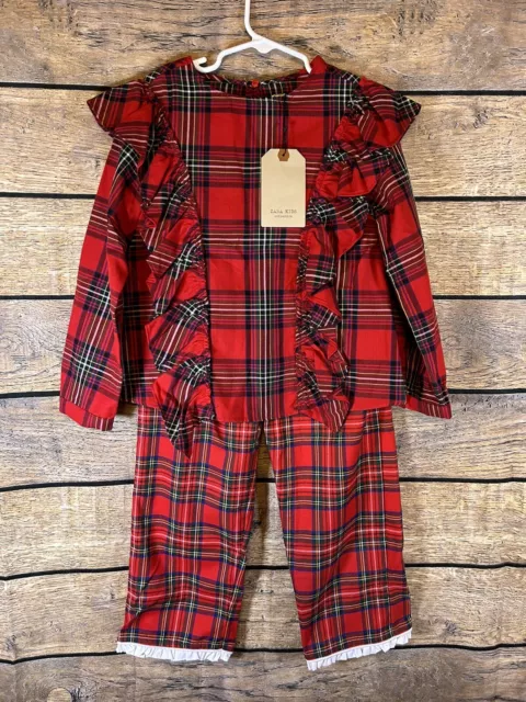 Zara Kids Girls Size 7 Shirt & Size 6 Pants Red Plaid Holiday - PD