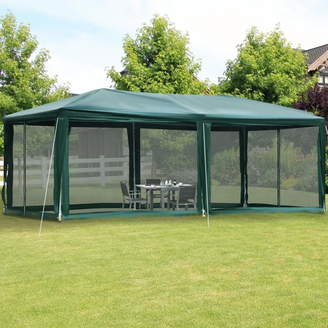 ZNTS 20' x 10' Outdoor Party Tent Gazebo Wedding Canopy with Removable Mesh