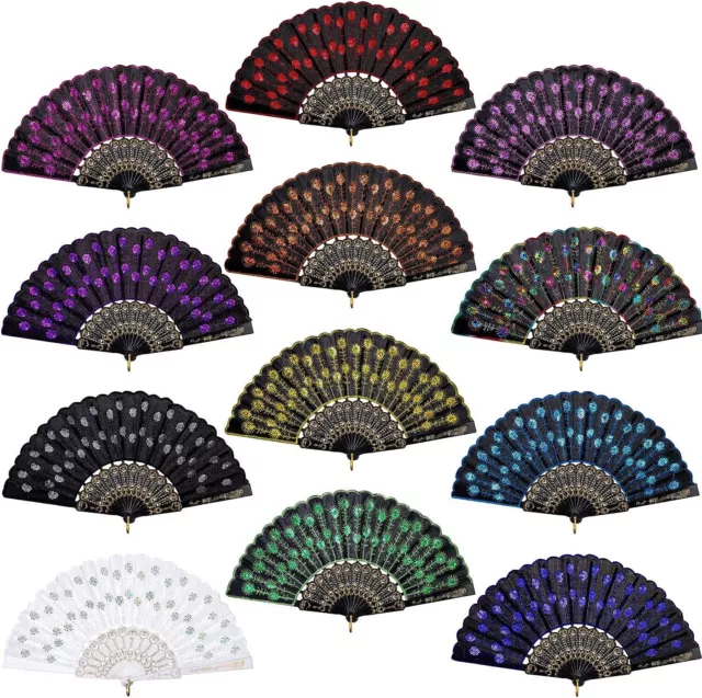 Spanish Floral Folding Hand Fan Retro Handheld Foldable Fan for Wedding Party UK 2