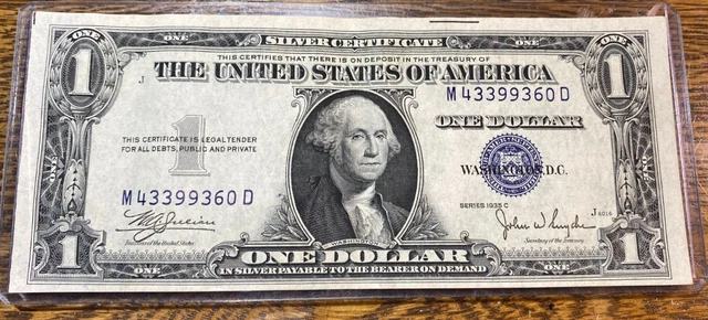 1935-C $1 Silver Certificate Choice AU Minor Fold Error CHRC